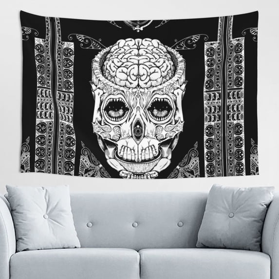 XMXT Wall Tapestry, Cosmic Skull Design Print Wall Decor Tapestry for Bedroom, 60 x 40 inches Black