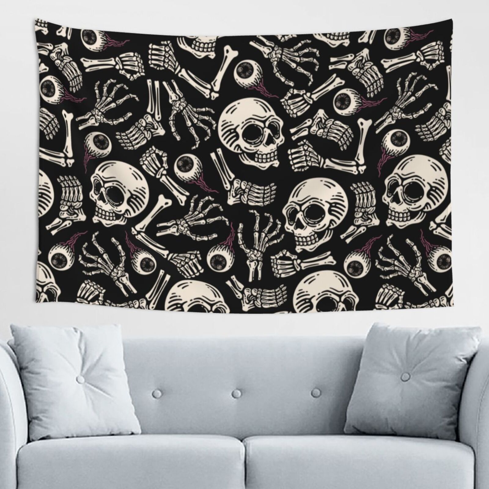 XMXT Wall Tapestry Hanging, Eyeballs Skulls Bones Print Wall Decor ...