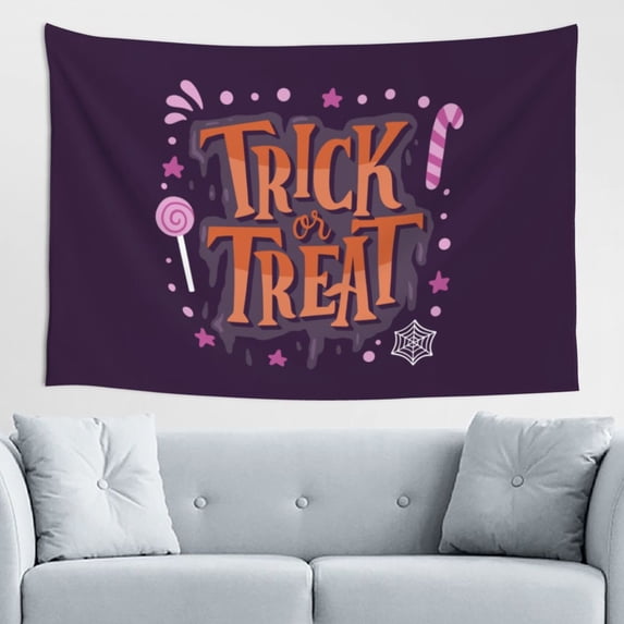 XMXT Wall Tapestry Hanging, Trick or Treat Candy Pattern Wall Decor Tapestry for Bedroom Living Room Dorm, 60 x 40 inches