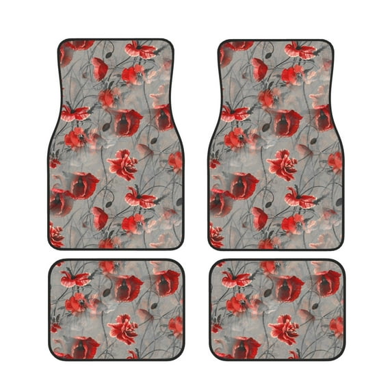 XMXT Waterproof Floor Mats for Cars, Botanical Flowers Print Car Floor Mats All Weather Universal Fit Auto Carpet Car Accessories, 4 Piece