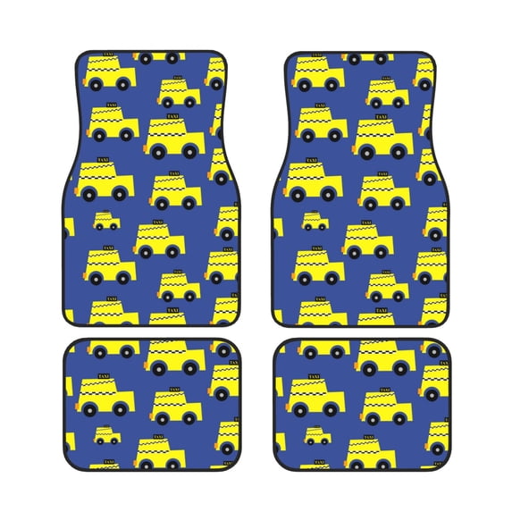 XMXT Waterproof Floor Mats for Cars, Cartoon Car Seamless Print Car Floor Mats All Weather Universal Fit Auto Carpet Car Accessories, 4 Piece