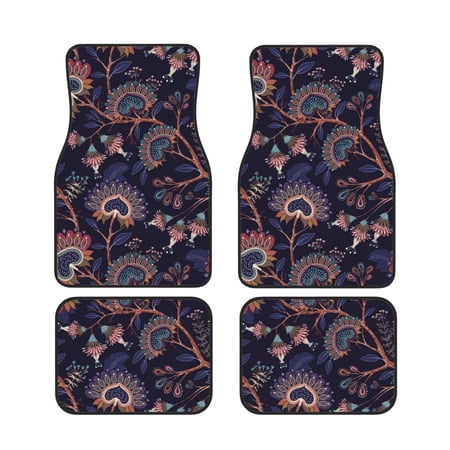 XMXT Waterproof Floor Mats for Cars, Jungle Decorative Painting Universal Fit Auto Carpet Car Mats, Set of 4