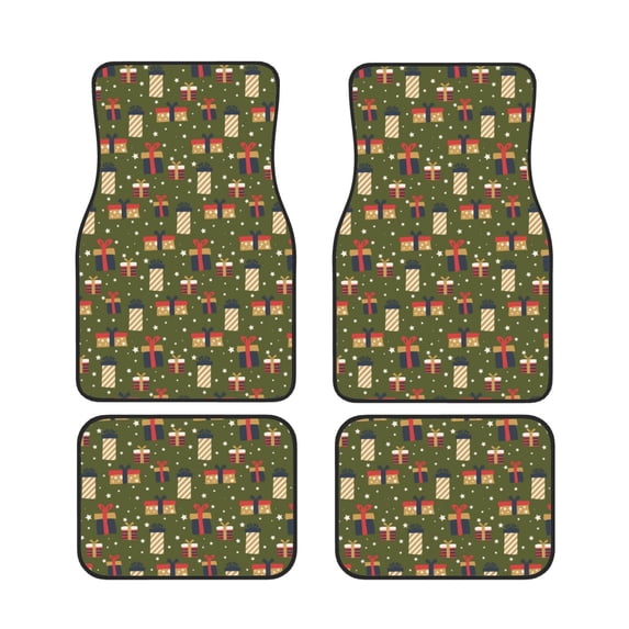 XMXT Waterproof Floor Mats for Cars, Nice Christmas Gift Boxes Print Car Floor Mats All Weather Universal Fit Auto Carpet Car Accessories, 4 Piece