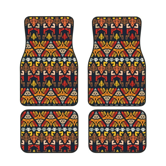 XMXT Waterproof Floor Mats for Cars, Southwest Ethnic Prints Non-Slip Universal Fit Auto Carpet Car Decor Mat for Women Men, Set of 4