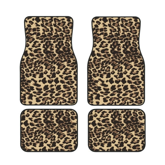 XMXT Waterproof Floor Mats for Cars, Stylish Leopard Prints Universal Fit Auto Carpet Car Mats, Set of 4