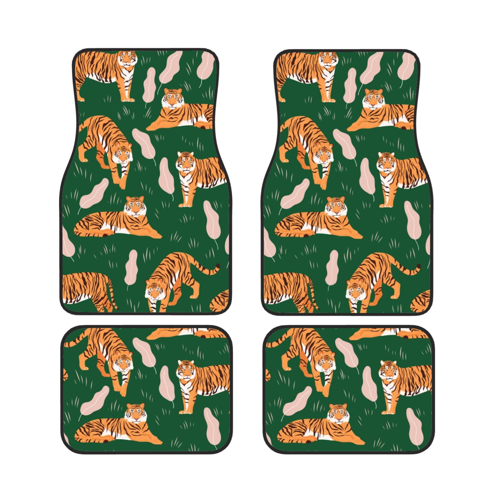 XMXT Waterproof Floor Mats for Cars, Tiger Pink Leaves Print Car Floor