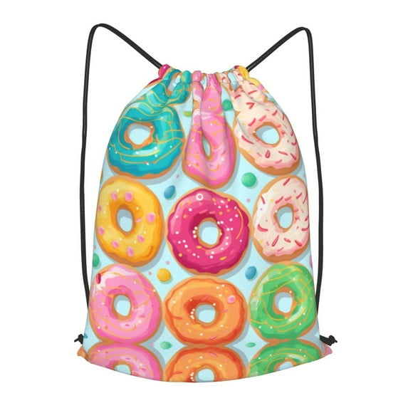 XMXT Waterproof Gym Bag, Cartoon Colorful Doughnut Drawstring Backpack for Men, s