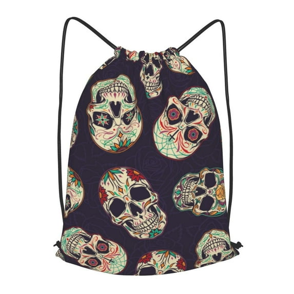 XMXT Waterproof Gym Bag, Mexican Undead Skeleton Print Drawstring Backpack for Men, s Multicolor