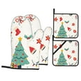 thumbnail image 1 of XMXT Waterproof Oven Mitts and Pot Holders Sets, Christmas Pattern Flat Design Sets Kitchen Cooking Heat Resistant, 4 Pcs, 1 of 8