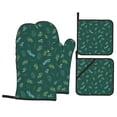 thumbnail image 1 of XMXT Waterproof Oven Mitts and Pot Holders Sets, Green Christmas Pine Leaves Sets Kitchen Cooking Heat Resistant, 4 Pcs, 1 of 8