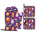 thumbnail image 1 of XMXT Waterproof Oven Mitts and Pot Holders Sets, Halloween Candy Skeleton Cartoon Print Sets Kitchen Cooking Heat Resistant, 4 Pcs, 1 of 8