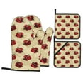 thumbnail image 1 of XMXT Waterproof Oven Mitts and Pot Holders Sets, Red Pomegranate Background Sets Kitchen Cooking Heat Resistant, 4 Pcs, 1 of 8