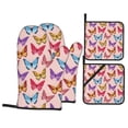 thumbnail image 1 of XMXT Waterproof Oven Mitts and Pot Holders Sets, Vintage Pink Colorful Butterfly Sets Kitchen Cooking Heat Resistant, 4 Pcs, 1 of 8