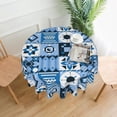 thumbnail image 1 of XMXT Waterproof Round Table Cloth, Blue Geometric Floral Tablecloth Polyester Table Cover for Home Kitchen Dining Party Room Decor, 60 inches, 1 of 8