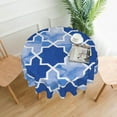 thumbnail image 1 of XMXT Waterproof Round Table Cloth, Blue Watercolor Geometric Tablecloth Polyester Table Cover for Home Kitchen Dining Party Room Decor, 60 inches, 1 of 8