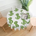 thumbnail image 1 of XMXT Waterproof Round Table Cloth, Cartoon Green Dollar Sign Tablecloth Polyester Table Cover for Home Kitchen Dining Party Room Decor, 60 inches, 1 of 8