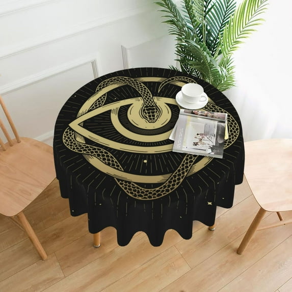 XMXT Waterproof Round Table Cloth, Eye Snake Illustration Tablecloth Polyester Table Cover for Home Kitchen Dining Party Room Decor, 60 inches