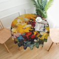 thumbnail image 1 of XMXT Waterproof Round Table Cloth, Oil Painting Floral Patterns Tablecloth Polyester Table Cover for Home Kitchen Dining Party Room Decor, 60 inches, 1 of 8