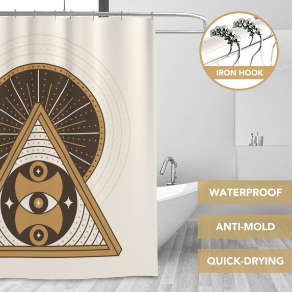 XMXT Waterproof Shower Curtain Liner with Iron Hooks, Eye Symbol Illustration Shower Curtains for Bathroom Decor Accessories, 72 x 72 inches