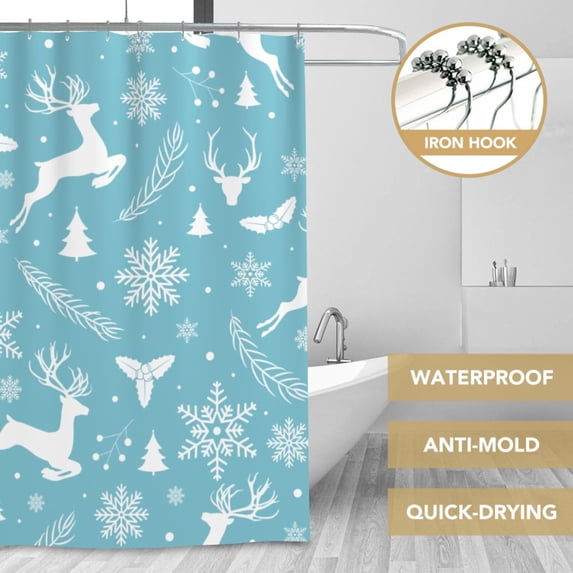 XMXT Waterproof Shower Curtain Liner with Iron Hooks, Flat Darting Moose Shower Curtains for Bathroom Decor Accessories, 72 x 72 inches