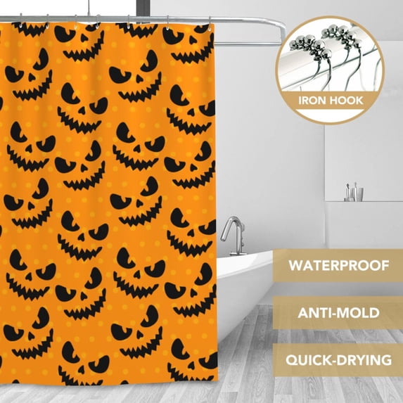 XMXT Waterproof Shower Curtain Liner with Iron Hooks, Halloween Ghost Faces Background Shower Curtains for Bathroom Decor Accessories, 72 x 72 inches