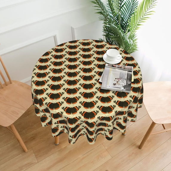 XMXT Waterproof Table Cloth, Butterfly Animals Print Polyester Round Tablecloth for Dining Party Decor, 60 inches