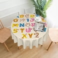 thumbnail image 1 of XMXT Waterproof Table Cloth, Cartoon Alphabet Animal Printing Polyester Round Tablecloth for Dining Party Decor, 60 inches, 1 of 8