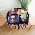 thumbnail image 1 of XMXT Waterproof Table Cloth, Color Stamp Skull Polyester Round Tablecloth for Dining Party Decor, 60 inches, 1 of 8