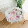 thumbnail image 1 of XMXT Waterproof Table Cloth, Elegant Pink Roses Print Polyester Round Tablecloth for Dining Party Decor, 60 inches, 1 of 8
