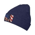 thumbnail image 1 of XMXT Winter Casual Beanie Hats for Men Women, American Striped Flag Print Unisex Adult Cap Warm Daily Knit Hat Skull Caps, Navy Blue, 1 of 9