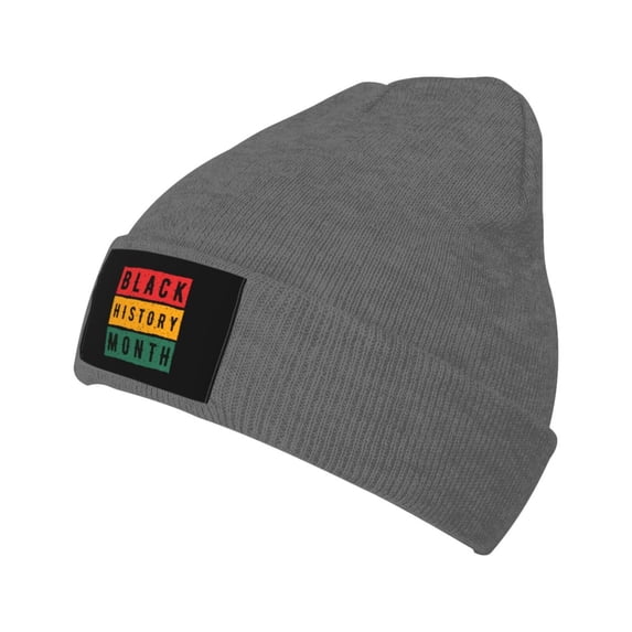 XMXT Winter Casual Beanie Hats for Men Women, Black History Symbols Unisex Adult Cap Warm Daily Knit Hat Skull Caps, Deep Heather