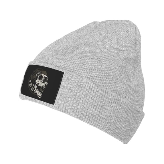 XMXT Winter Casual Beanie Hats for Men Women, Pointed Tooth Skull Pattern Unisex Adult Cap Warm Daily Knit Hat Skull Caps, Gray