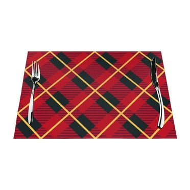XMXT Woven Placemats Set of 1, Classic Green Christmas Tattoo Stain Resistant Table Runner Anti-Skid Place Mats for Dining Table, 12 x 18 inches