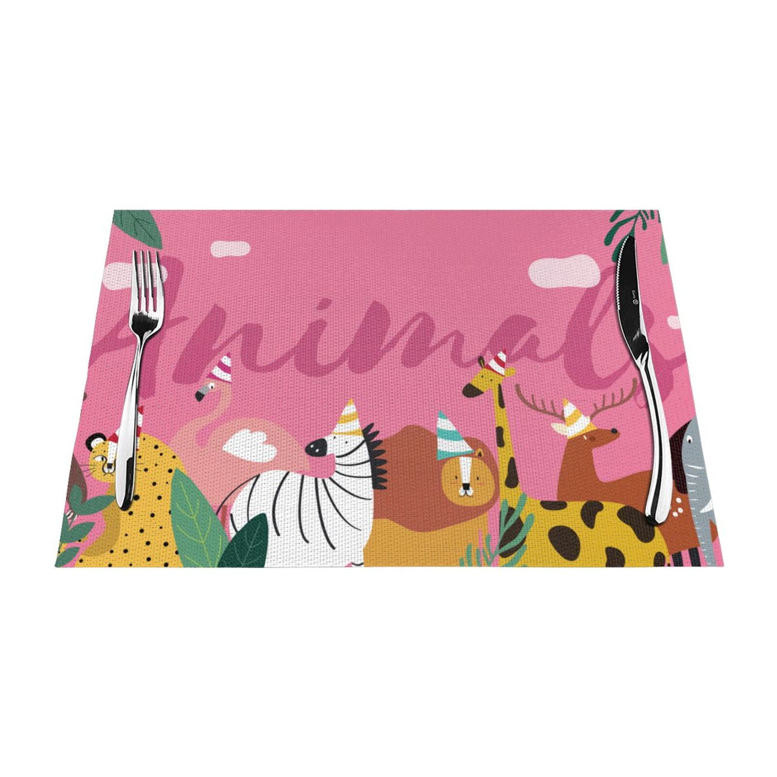 XMXT Woven Placemats Set of 1, Zoo Graduate Print Stain Resistant Table