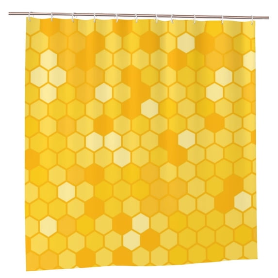 XMXY Abstract Hexagonal Grid Bee Honey Long Shower Curtains, Waterproof Weighted Thick Bathroom Curtain with 12 Plastic Hook, 72x72 Inch