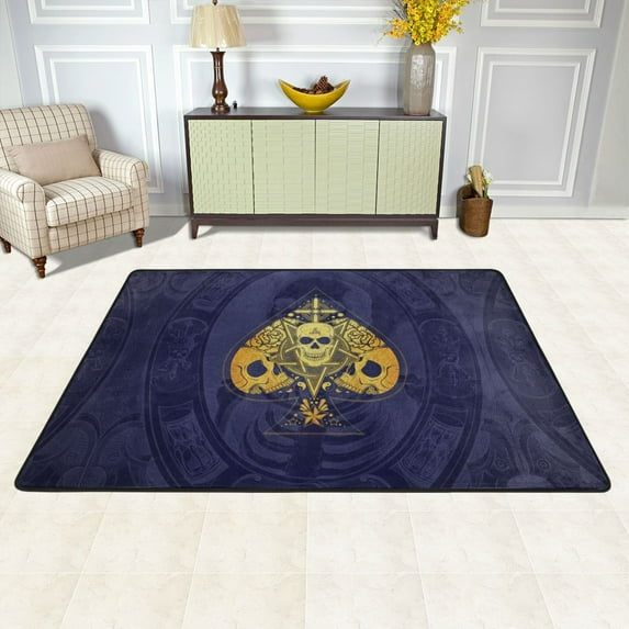 XMXY Area Rugs Doormat Outdoor Entrance, Ace Poke Skull Symbol Pattern Facecloth Non-slip Floor Mat Rug for Living Room Kitchen Sink Area Indoor,72"x48"