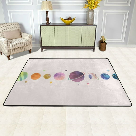 XMXY Area Rugs Doormat Outdoor Entrance, Colorful Planets Facecloth Non-slip Floor Mat Rug for Living Room Kitchen Sink Area Indoor,36"x24"