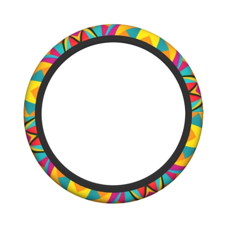 XMXY Car Steering Wheel Cover, Abstract Geometric Modern Shapes Non-Slip Jeep Truck Universal Elastic Steering Wheel Protector 15 inch