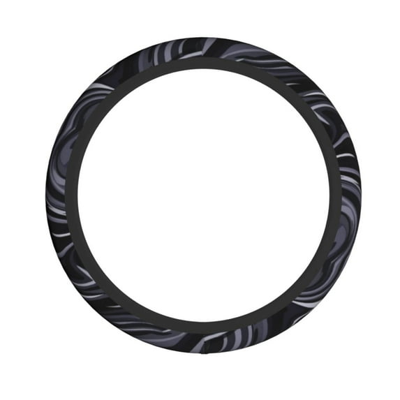 XMXY Car Steering Wheel Cover, Black Wave Minimal Texture Non-Slip Jeep Truck Universal Elastic Steering Wheel Protector 15 inch