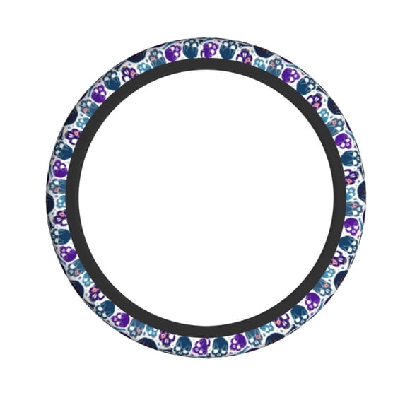 XMXY Car Steering Wheel Cover, Blue Skull Purple Bone Non-Slip Jeep Truck Universal Elastic Steering Wheel Protector 15 inch