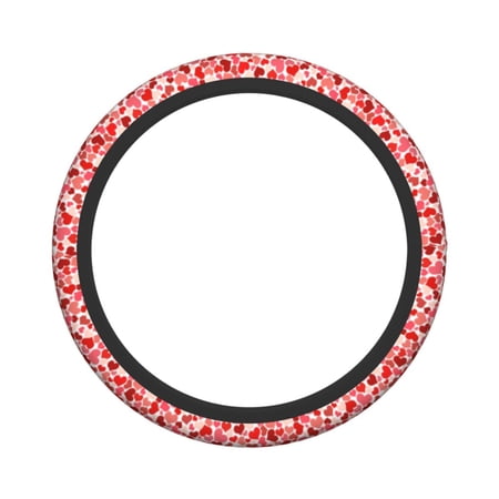 XMXY Car Steering Wheel Cover, Pink Seamless Hearts Non-Slip Jeep Truck Universal Elastic Steering Wheel Protector 15 inch
