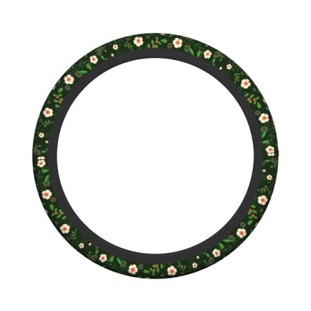 XMXY Car Steering Wheel Cover, Spring Flower Leaf Pattern Non-Slip Jeep Truck Universal Elastic Steering Wheel Protector 15 inch
