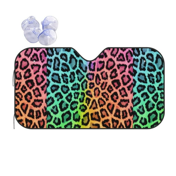 XMXY Car Sun Shade Windshield, Color Leopard Print Automotive Front Window Sun Visor for Cars SUV Trucks, Small Size