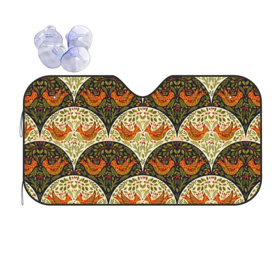 XMXY Car Sun Shade Windshield, Green Branch Abstract Chicken Automotive Front Window Sun Visor for Cars SUV Trucks, Medium Size