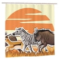 thumbnail image 1 of XMXY Cartoon Zebra Savannah Animals Long Shower Curtains, Waterproof Weighted Thick Bathroom Curtain with 12 Plastic Hook, 72x72 Inch, 1 of 9