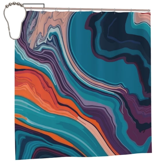 XMXY Colourful Abstract Art Mlticolored Long Shower Curtains, Waterproof Weighted Thick Bathroom Curtain with 12 Iron Hook, 72x72 Inch