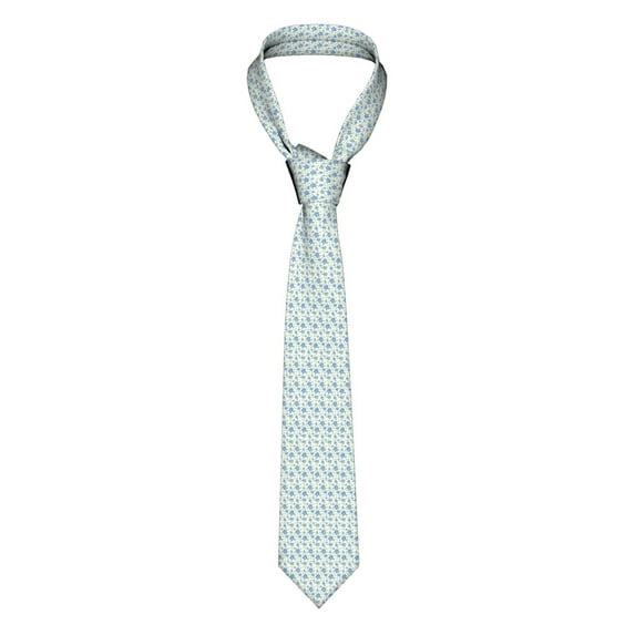 XMXY Don'T Forget Me Flower Bloom Mens Necktie Ties , Blue Background Formal Bussiness Wedding Party Printed Tie