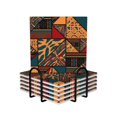 thumbnail image 1 of XMXY Drink Coasters with Holder for Coffee Table, Abstract Geometric Brown Boho Absorbent Ceramic Cups Coaster Sets 6 Pack, 4 Inches Square, 1 of 9