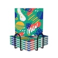 thumbnail image 1 of XMXY Drink Coasters with Holder for Coffee Table, Abstract Motif Doodle Absorbent Ceramic Cups Coaster Sets 6 Pack, 4 Inches Square, 1 of 9
