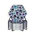 thumbnail image 1 of XMXY Drink Coasters with Holder for Coffee Table, Crazy Blue Skeletons Skulls Absorbent Ceramic Cups Coaster Sets 6 Pack, 4 Inches Hexagon, 1 of 9